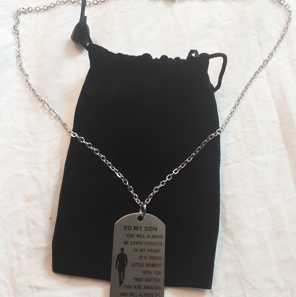 To my son dog tag necklace/key chain